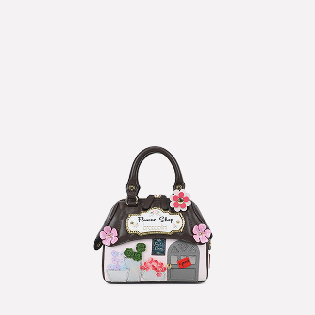 【SALE】BRACCIALINI ハンドバッグ Braccialini fashion designer silver diamond Shaped bag purse