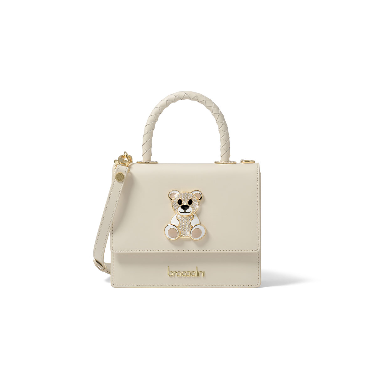 Moschino calfskin shoulder discount strap with teddy bear